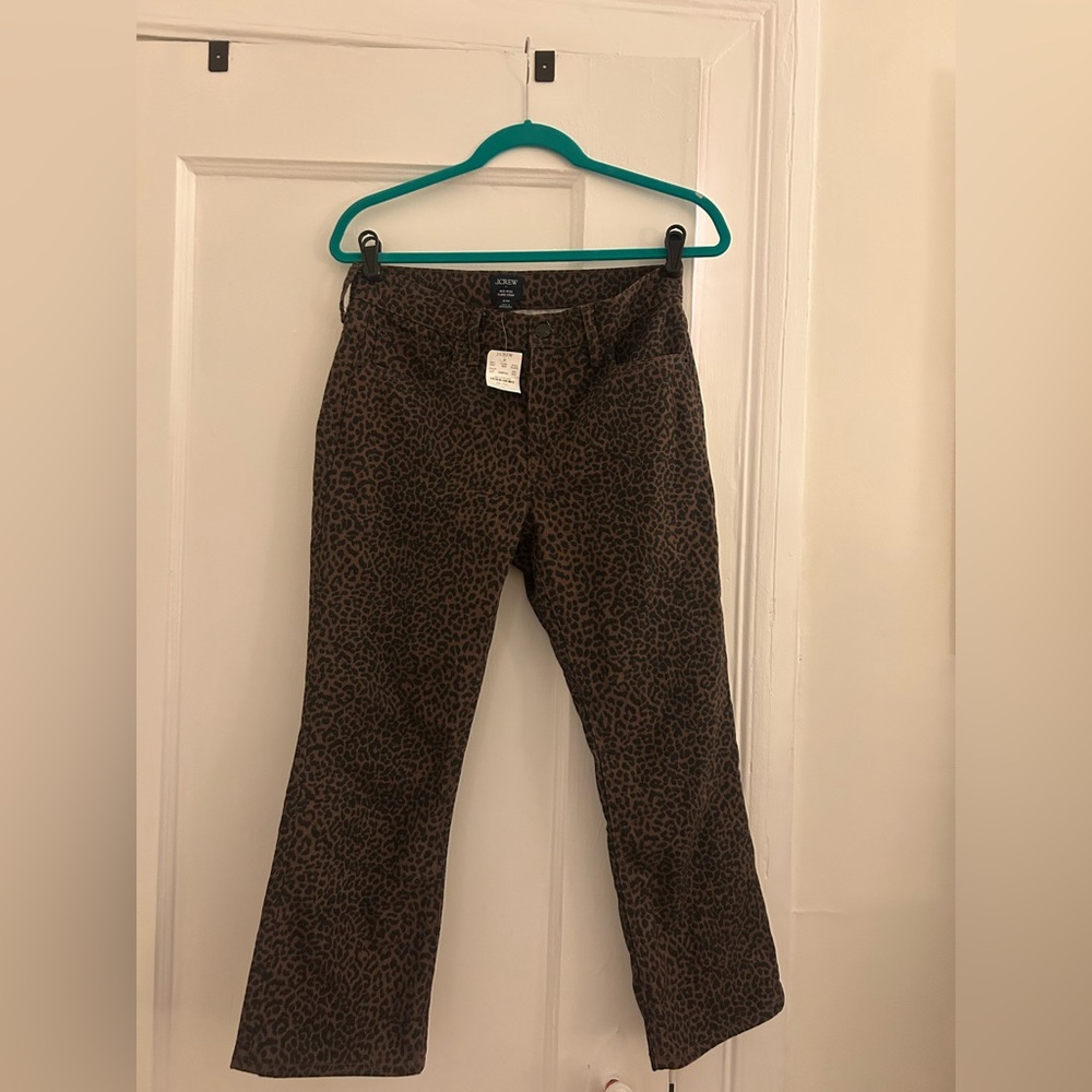 NWT J. Crew Brown Animal Print Flare Jeans, P27